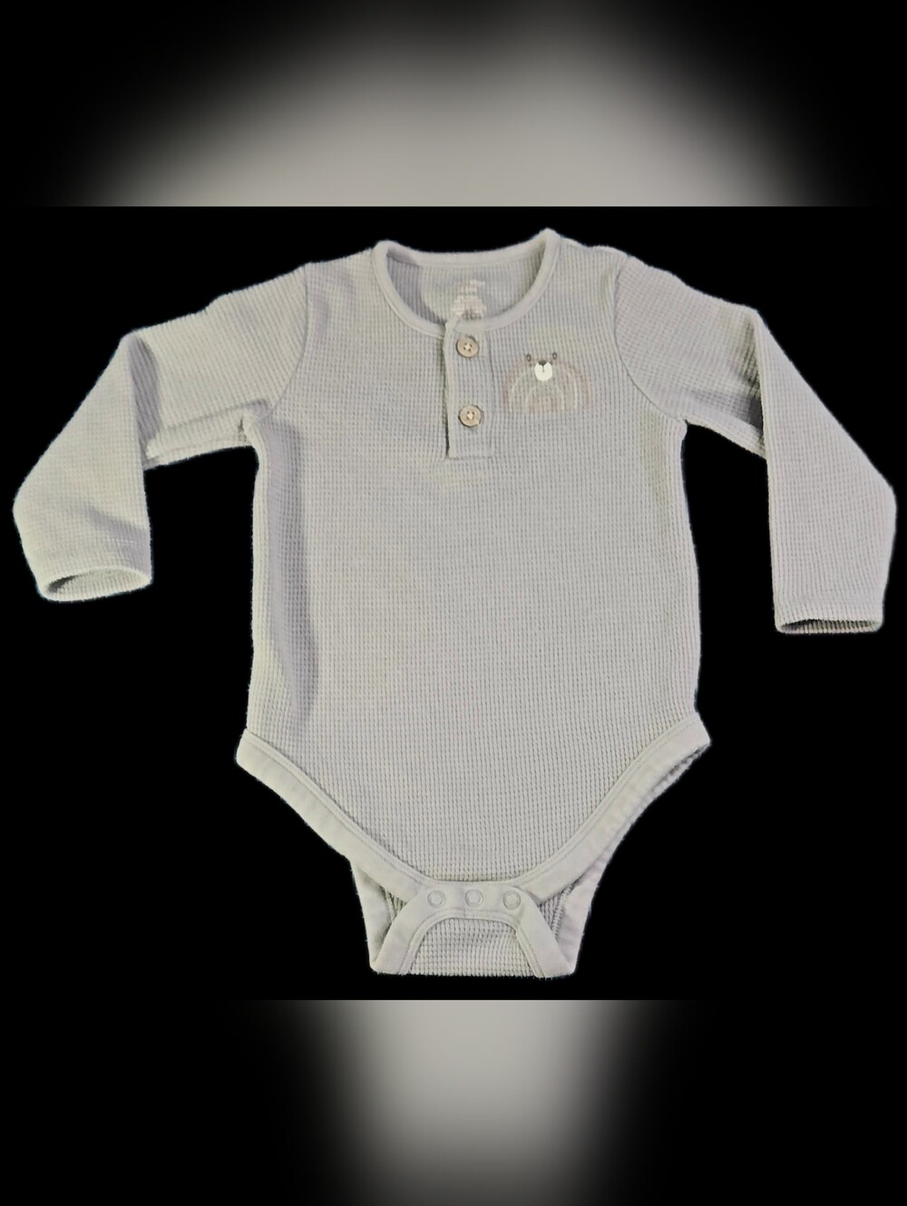 #IC13 George Light Gray Waffle-Knit Henley One-Piece Bodysuit